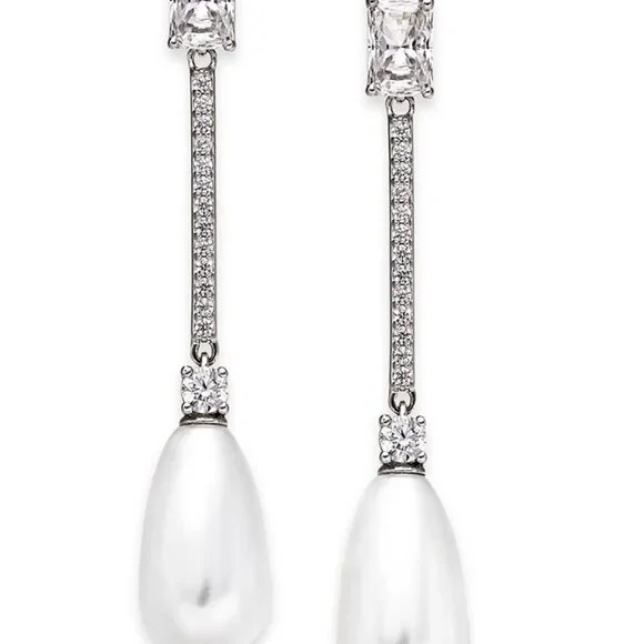 Womens Gorgeous Eliot Danori Crystal, Rhinestone & Faux Pearl Linear Earrings - Picture 1 of 3